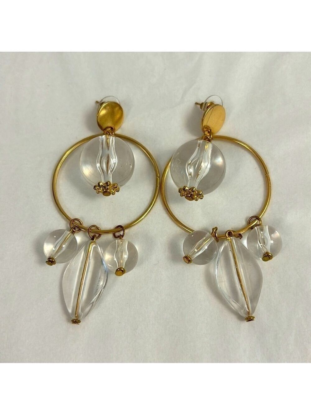 Droplet teardrop statement earrings costume jewelry earrings gold tone & resin